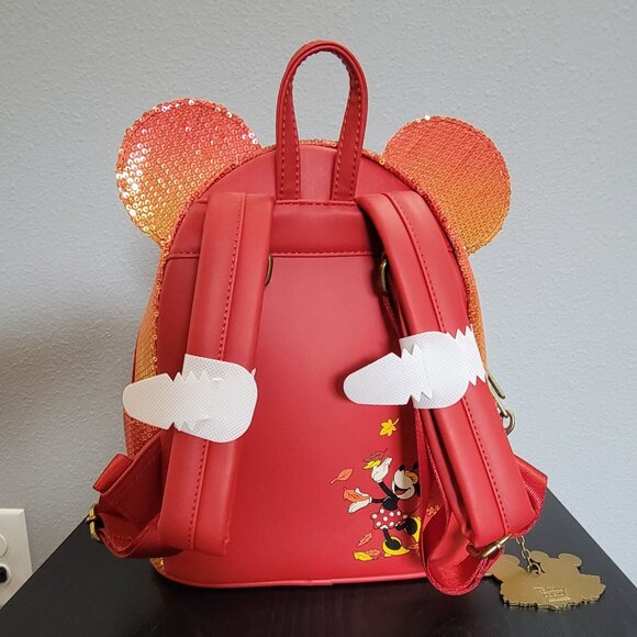 Loungefly Disney Fall Sequin Minnie Mouse Ombre Mini Backpack and wallet - Picture 4 of 9